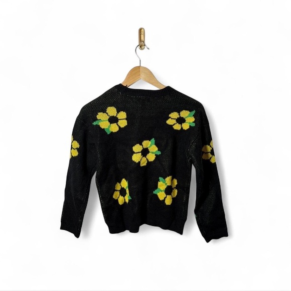 Forever 21 Kids Girls Black and yellow Floral Sweatshirt | Size 11/12 - Picture 2 of 3